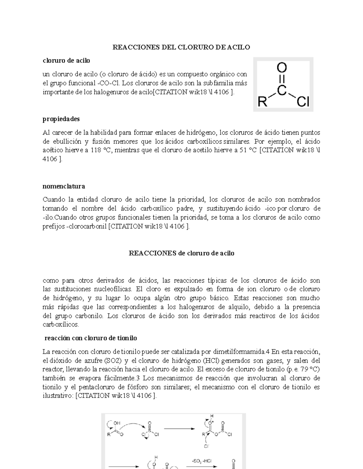 Reacciones DEL Cloruro DE Acilo - REACCIONES DEL CLORURO DE ACILO ...