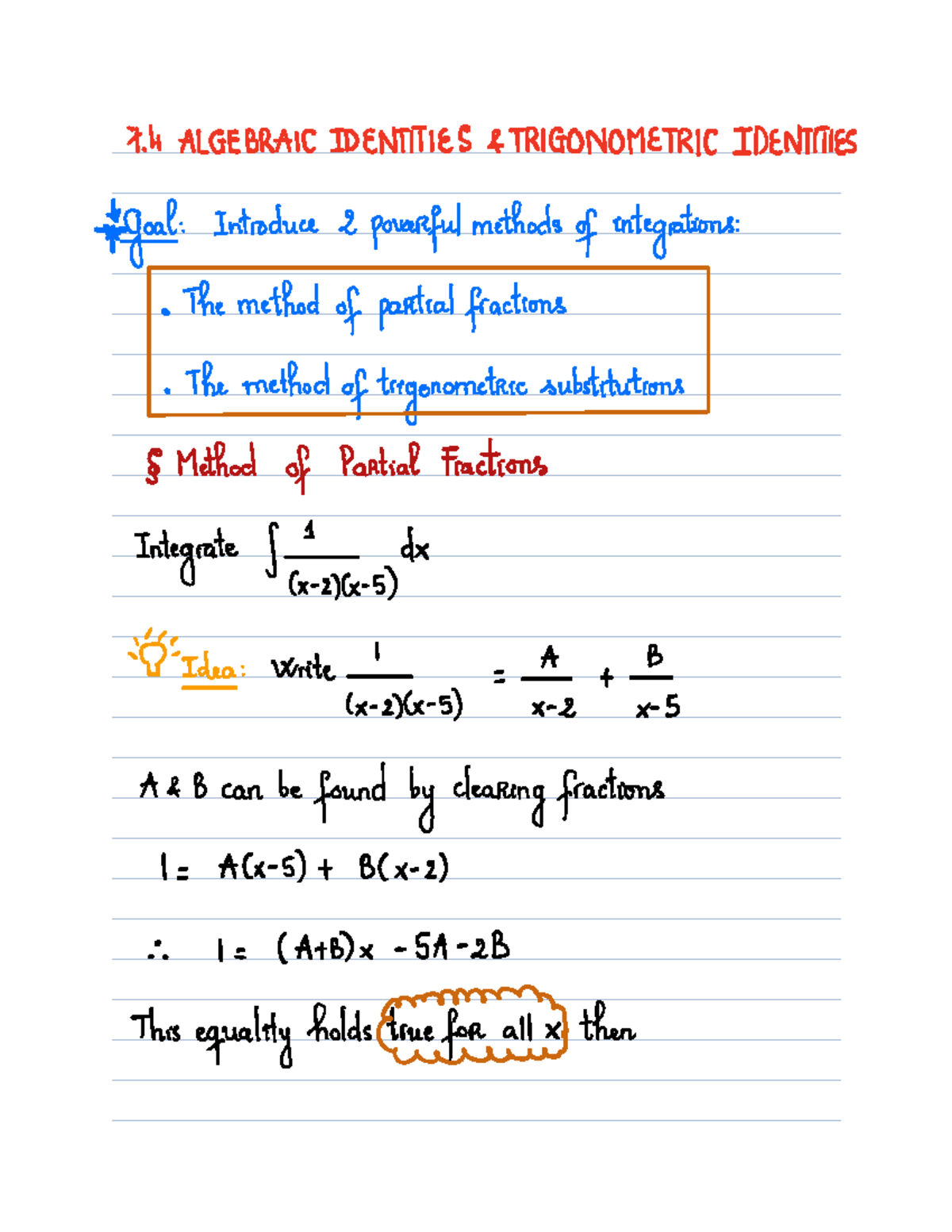 Section 7 - notes - 7 ALGEBRAIC IDENTITIES TRIGONOMETRIC IDENTITE I ...