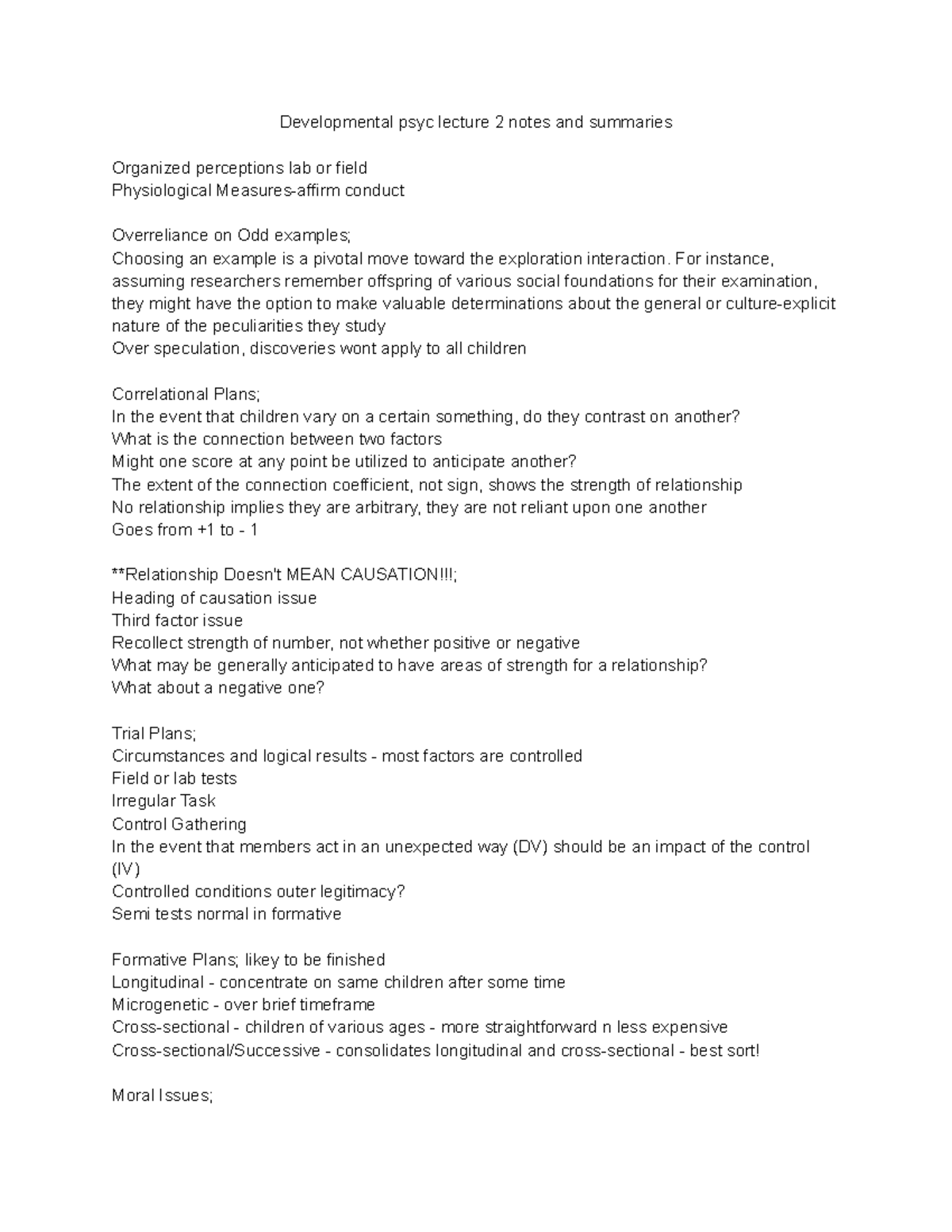 Developmental psyc lecture 2 notes and summaries - Developmental psyc ...