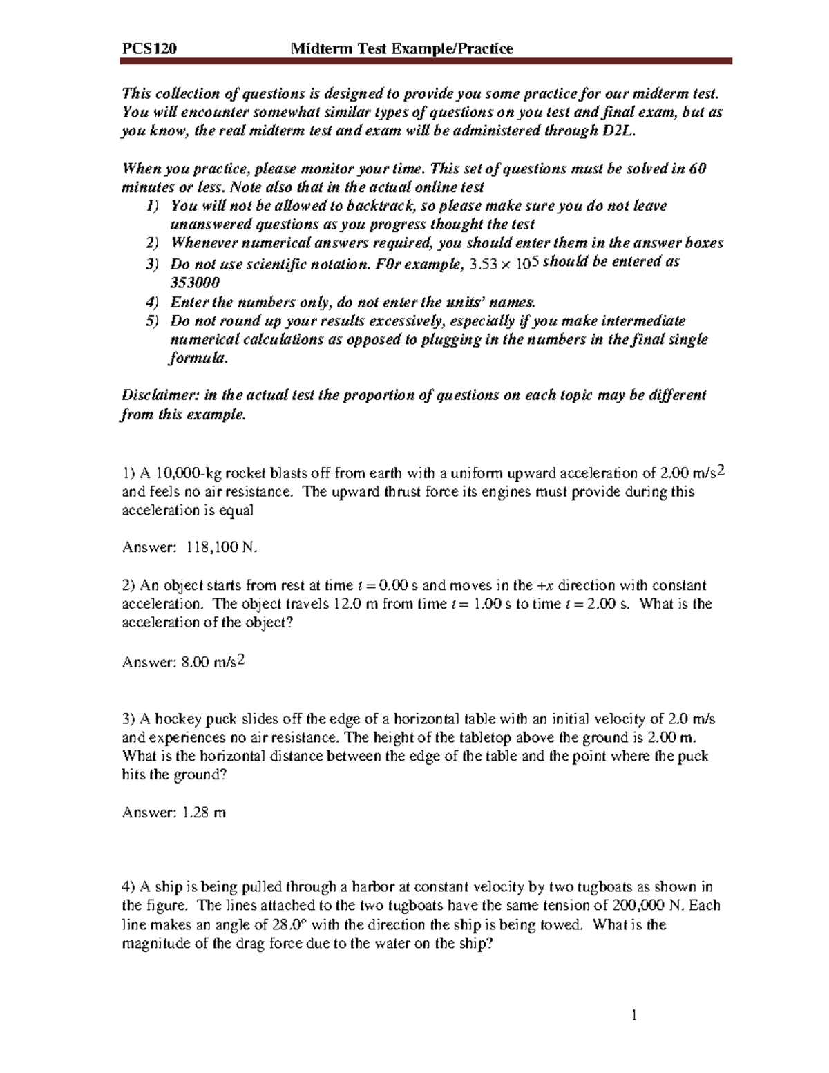 PCS120 midterm test practice example with answers - This collection of ...