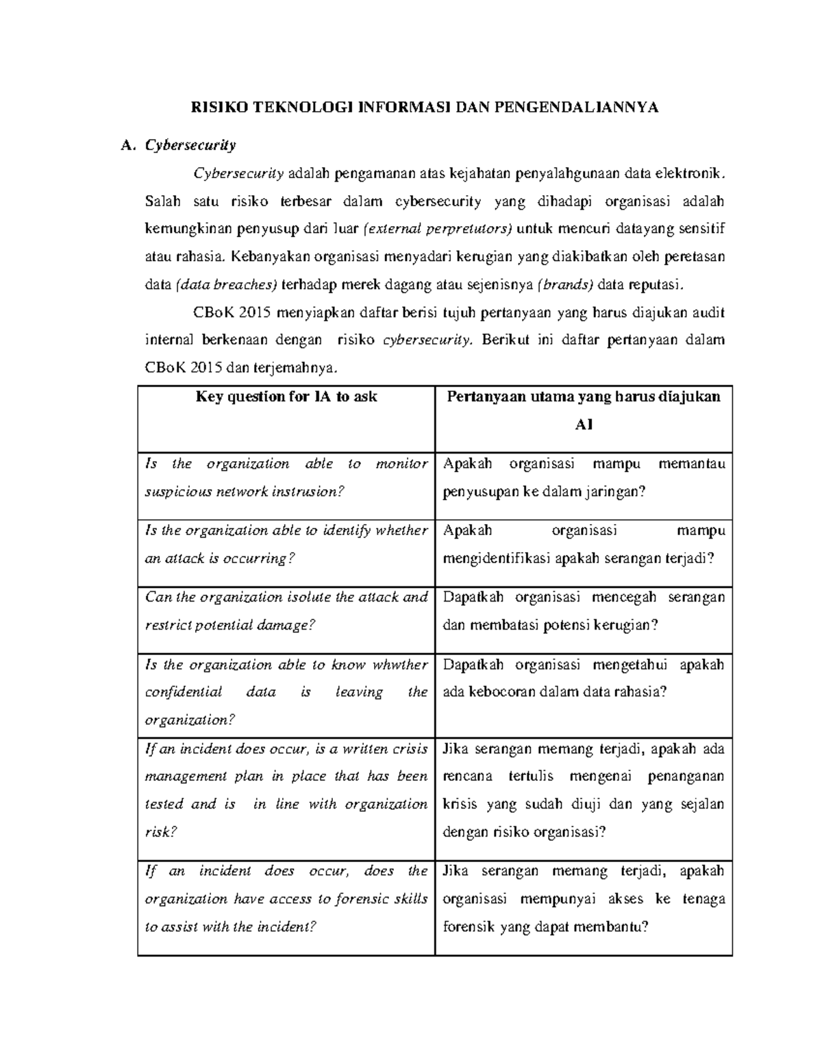 Risiko Teknologi Informasi Dan Pengendaliannya - RISIKO TEKNOLOGI ...