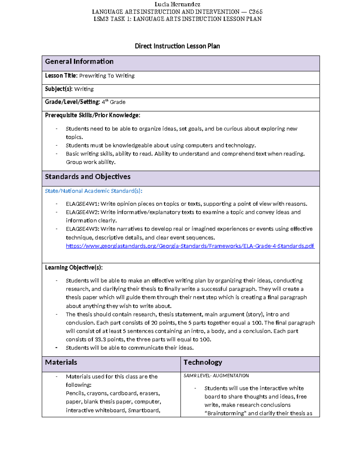 C365 TASK 1 - c365 - LANGUAGE ARTS INSTRUCTION AND INTERVENTION — C ...