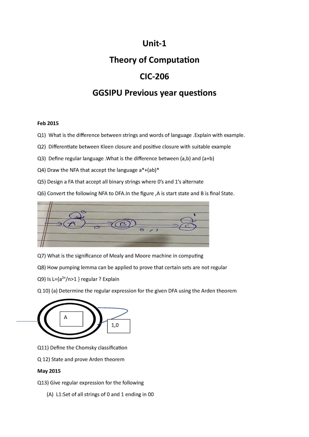 unit-1-toc-ggsipu-previous-year-questions-unit-theory-of-computation-cic-ggsipu-previous