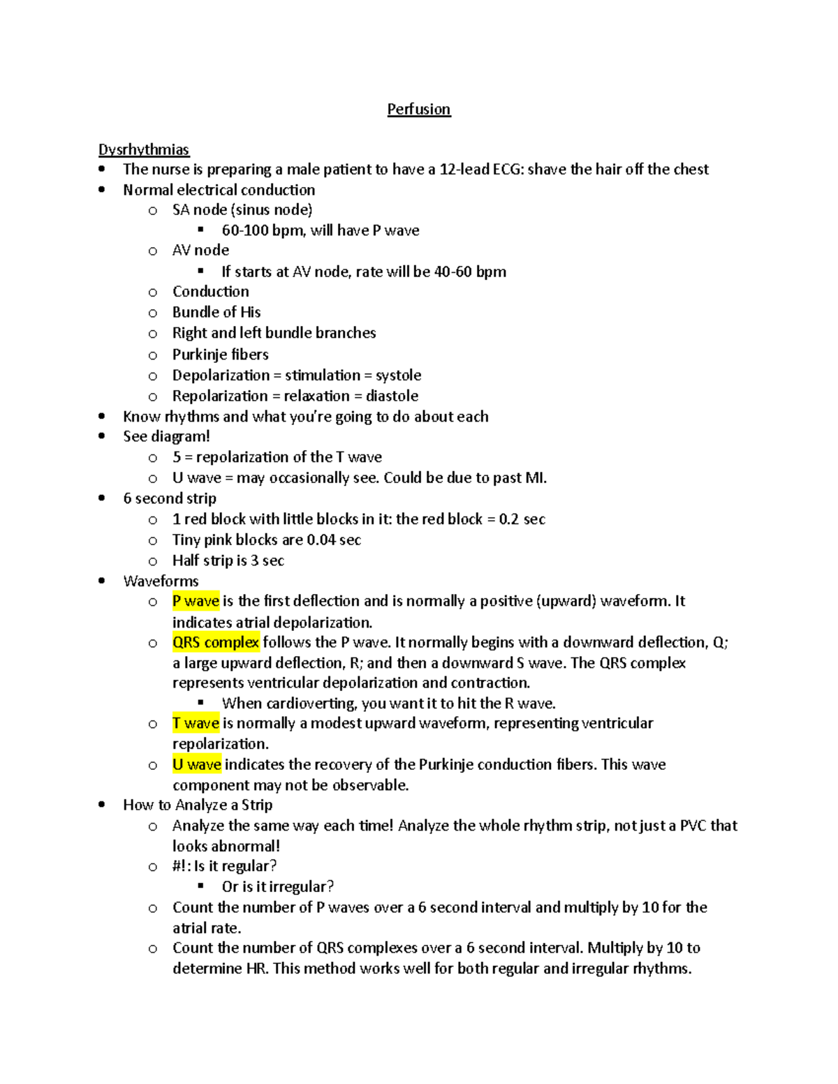 Perfusion Lecture Notes - Perfusion Dysrhythmias The nurse is preparing ...