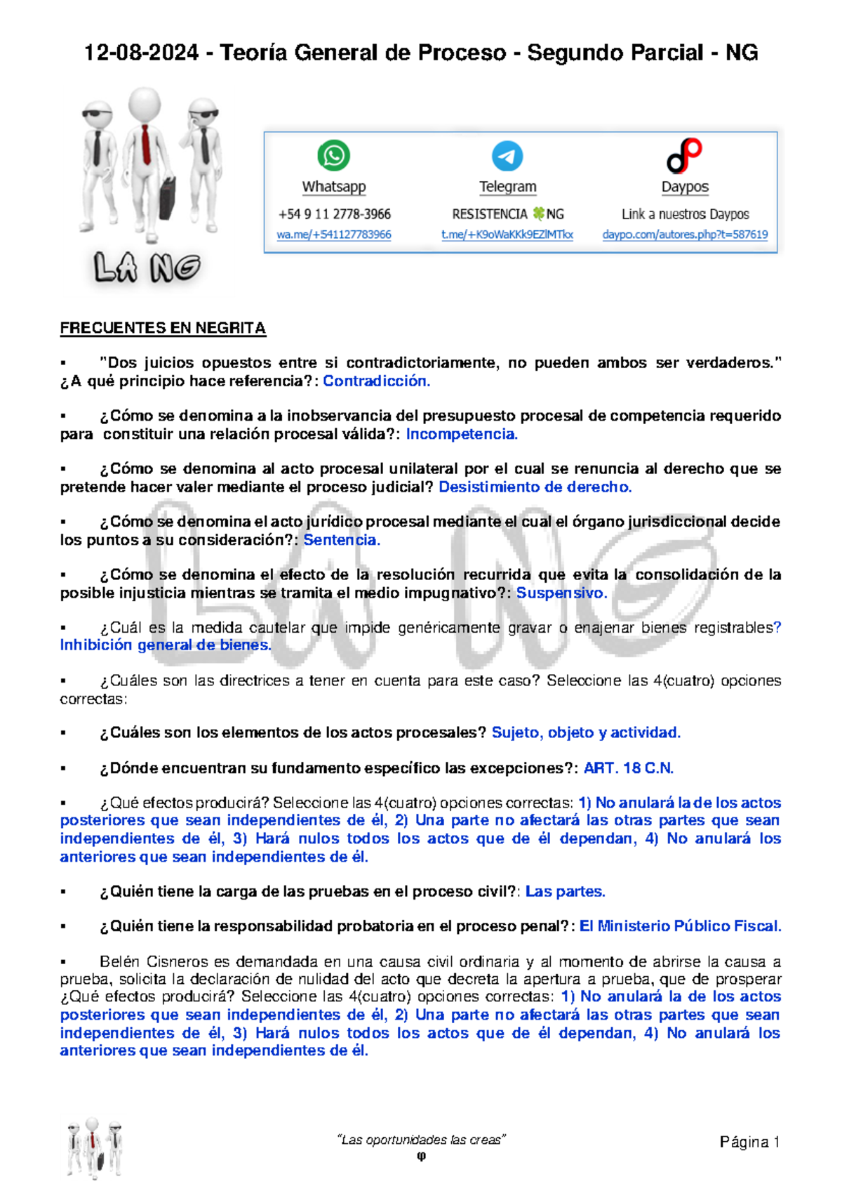 12082024 Teoría General del Proceso Segundo Parcial NG🍀 “Las