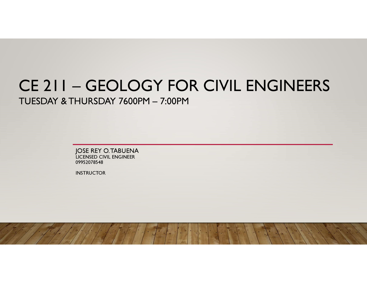 CE 211 Geology For Civil Engineers 20220913 CE 211 GEOLOGY FOR   Thumb 1200 927 