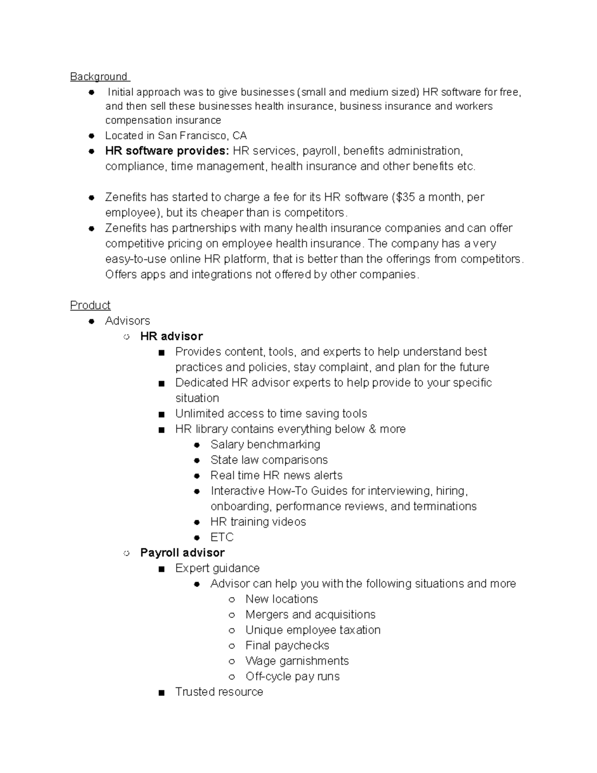 Sales Role Play Notes - Background Initial approach was to give ...