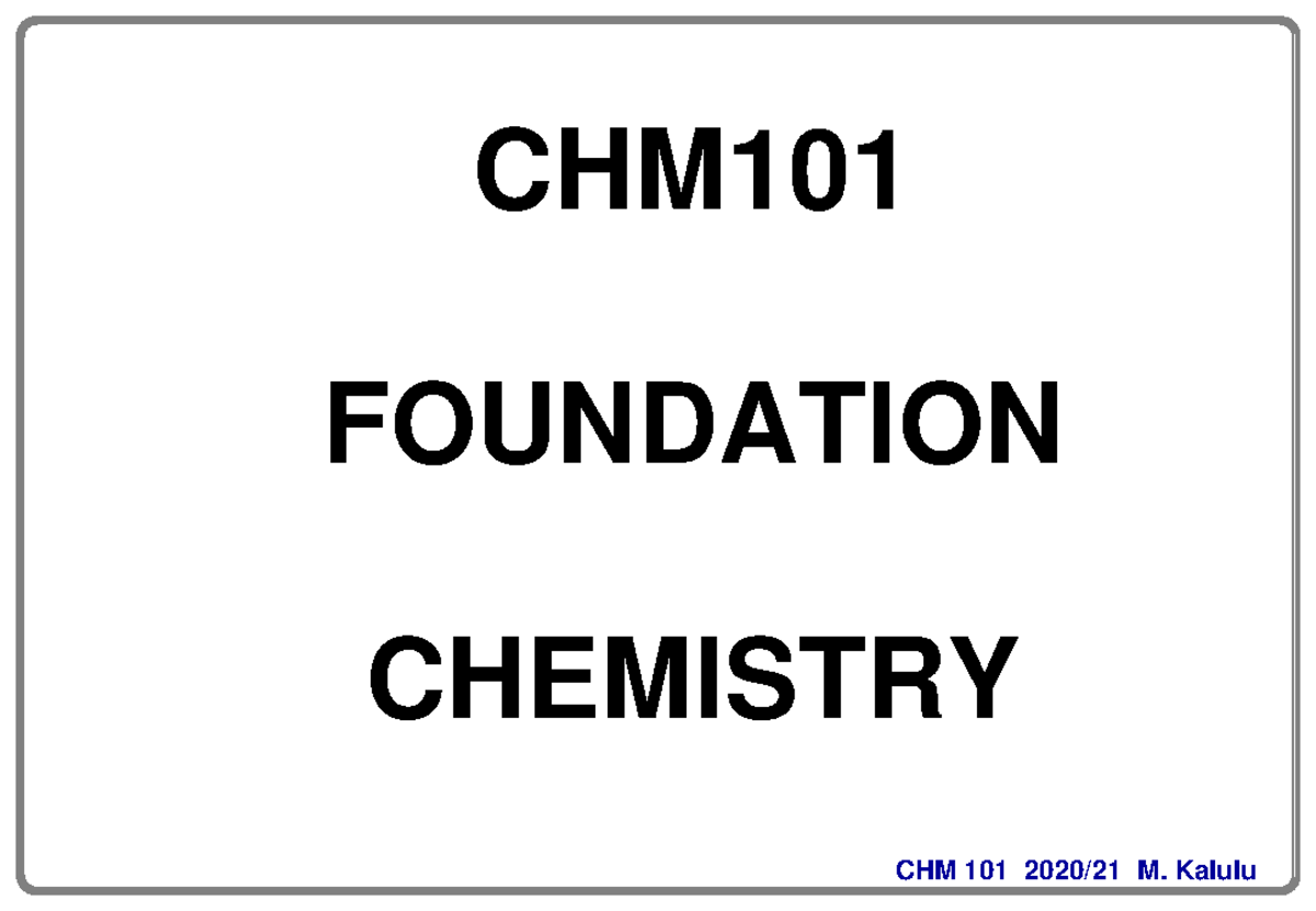 Atomic Structure Notes - CHM FOUNDATION CHEMISTRY Atomic Structure and ...