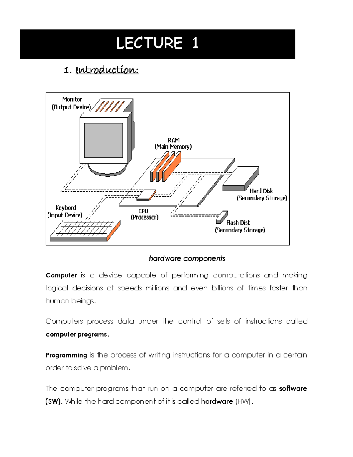 رياضيات 3 - Mathematical methods - 1. Introduction: hardware components ...