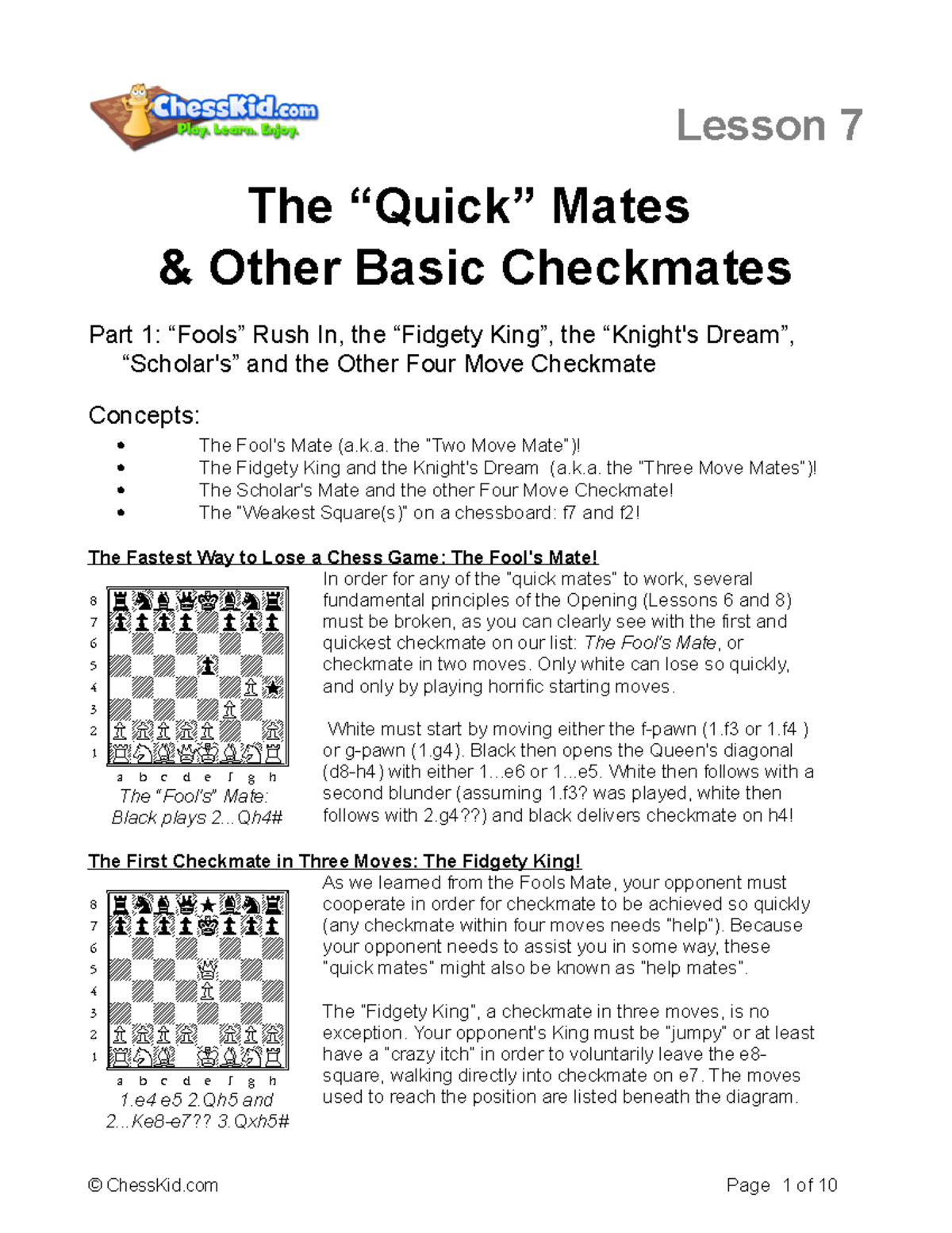 Checkmate in the opening #3 - Smothered mate 