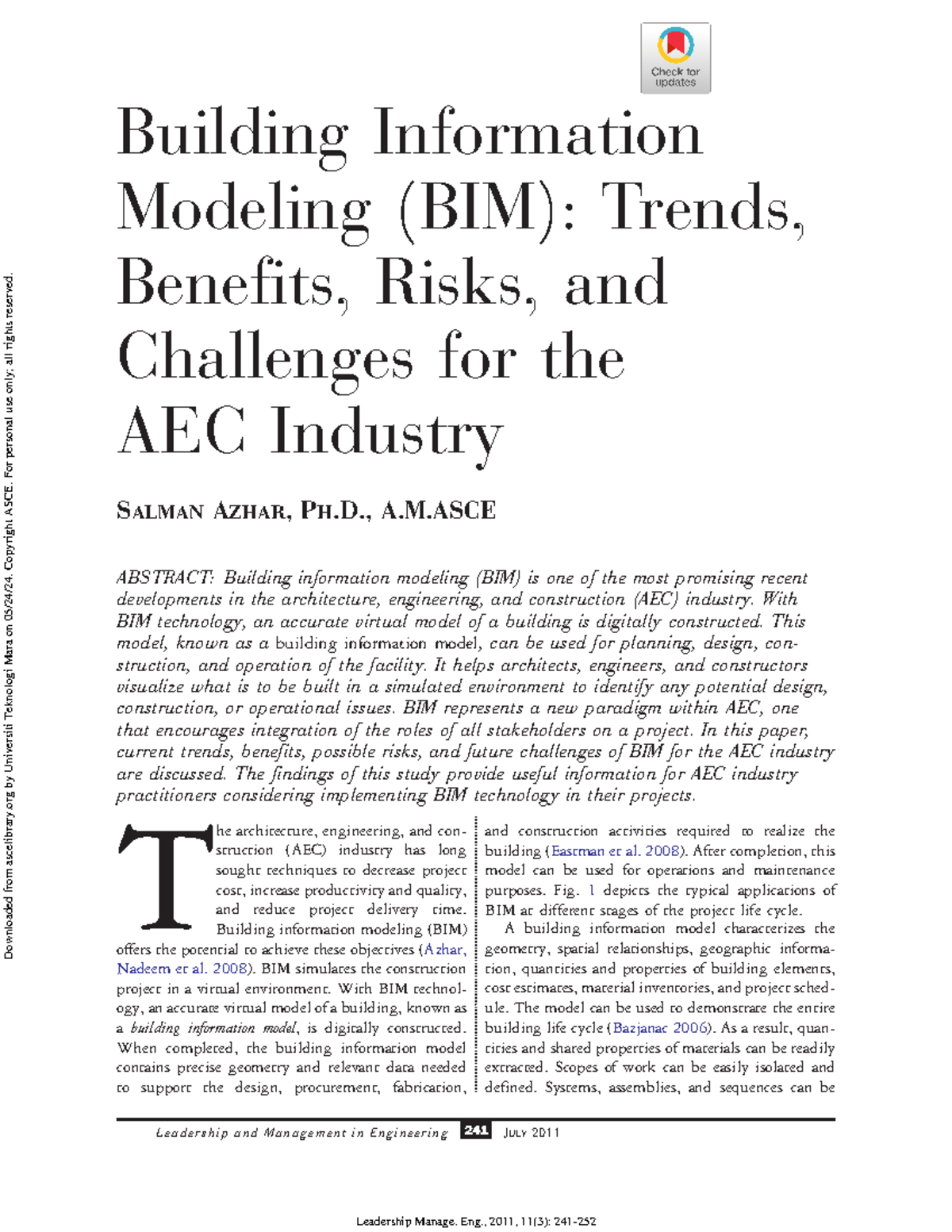 Building Information Modeling BIM Trends Benefits Risks and Challenges ...