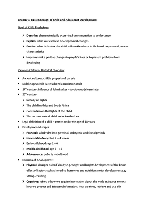 Child Development - Summary of all chapters and LUs for this module ...