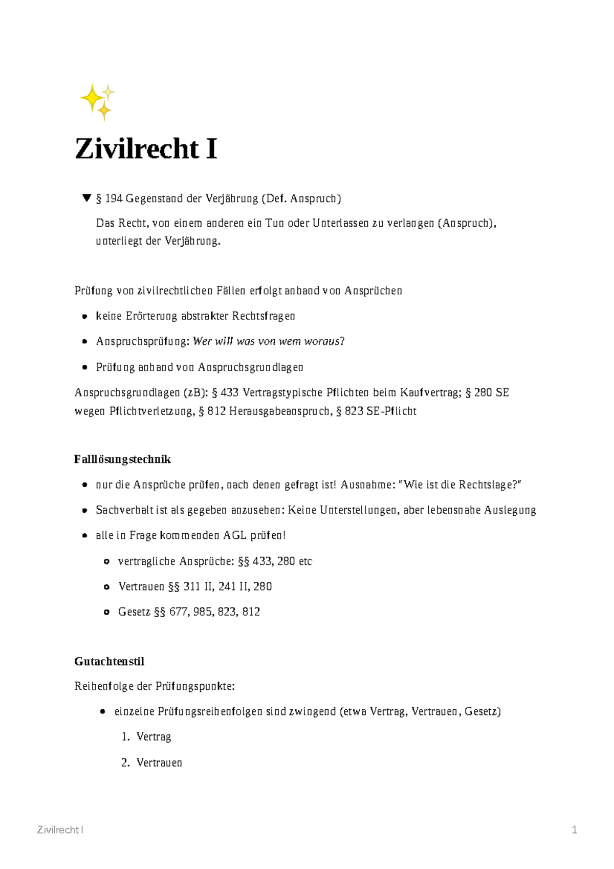 Zivilrecht I – Vorlesungsmitschrift (Folien + Anmerkungen) - Zivilrecht ...