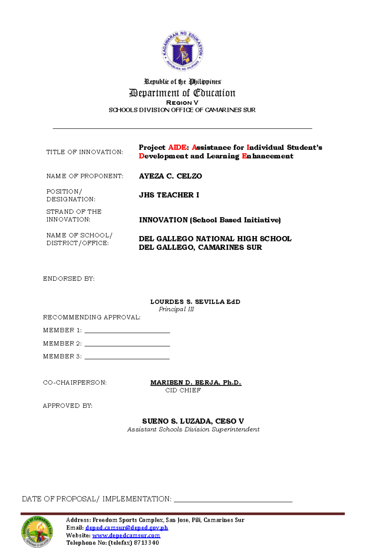 Ayeza-C.- Celzo-Enrichment Class-Proposal - Department of Education ...