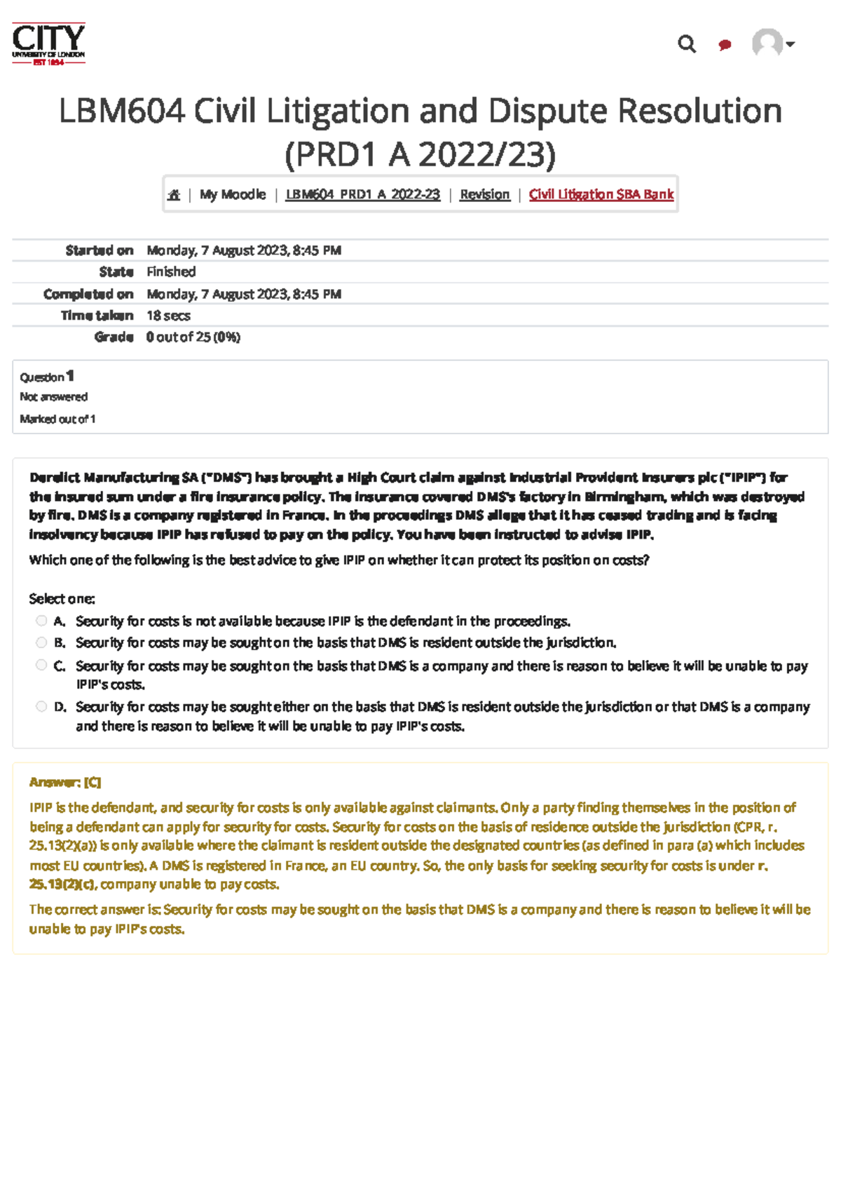 Civil Litigation SBA Bank Attempt review 1 - LBM604 Civil Litigation ...