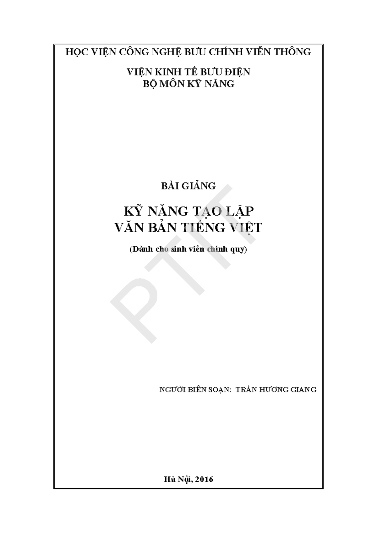 Bg ky nang tao lap van ban tieng viet 1293 h c vi n c ng ngh b u