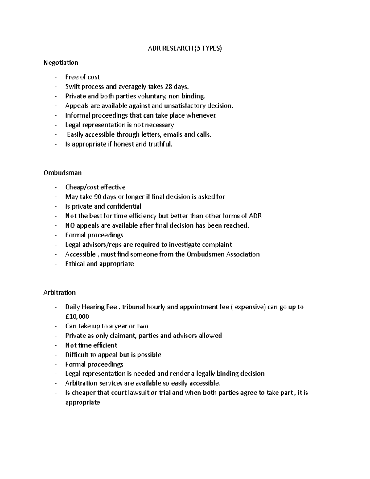 ADR Research Law - adr - ADR RESEARCH (5 TYPES) Negotiation Free of ...