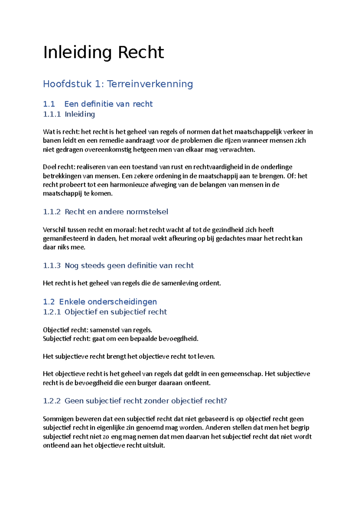 Inleiding Recht Samenvatting - Inleiding Recht Hoofdstuk 1 ...