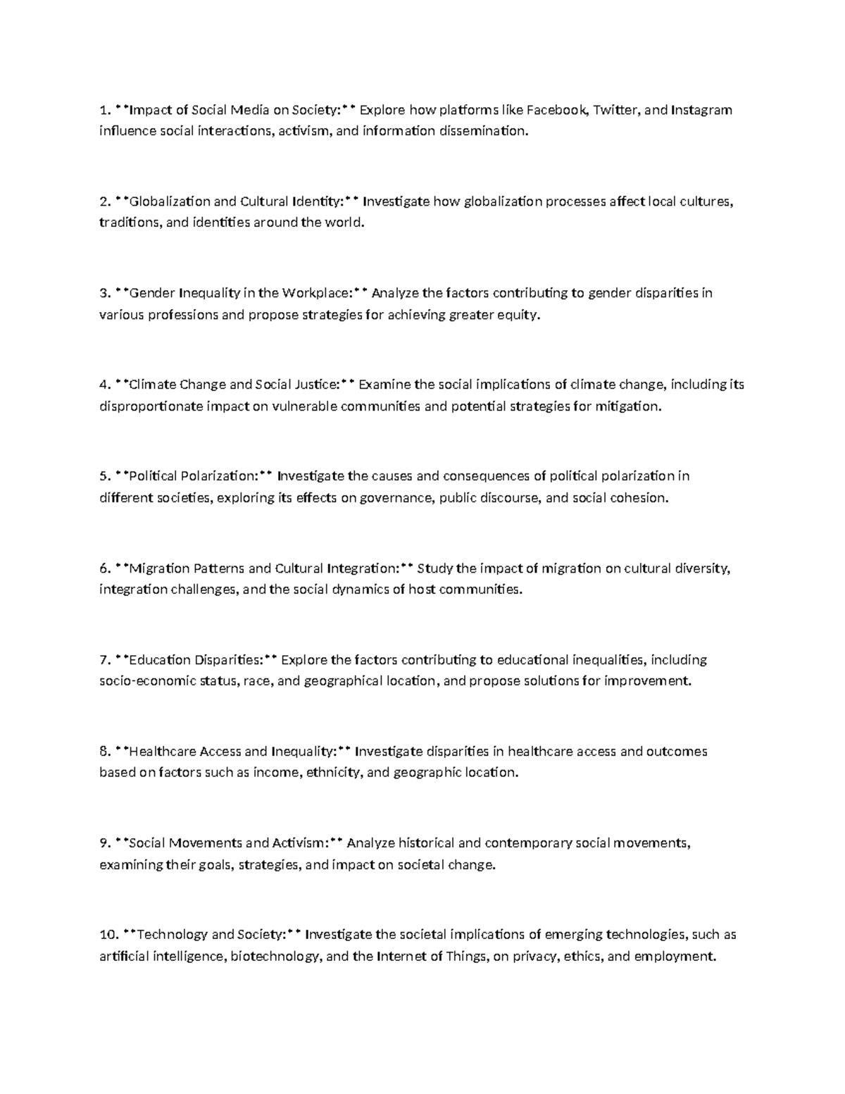 Social studies research topics Impact of Social Media on Society