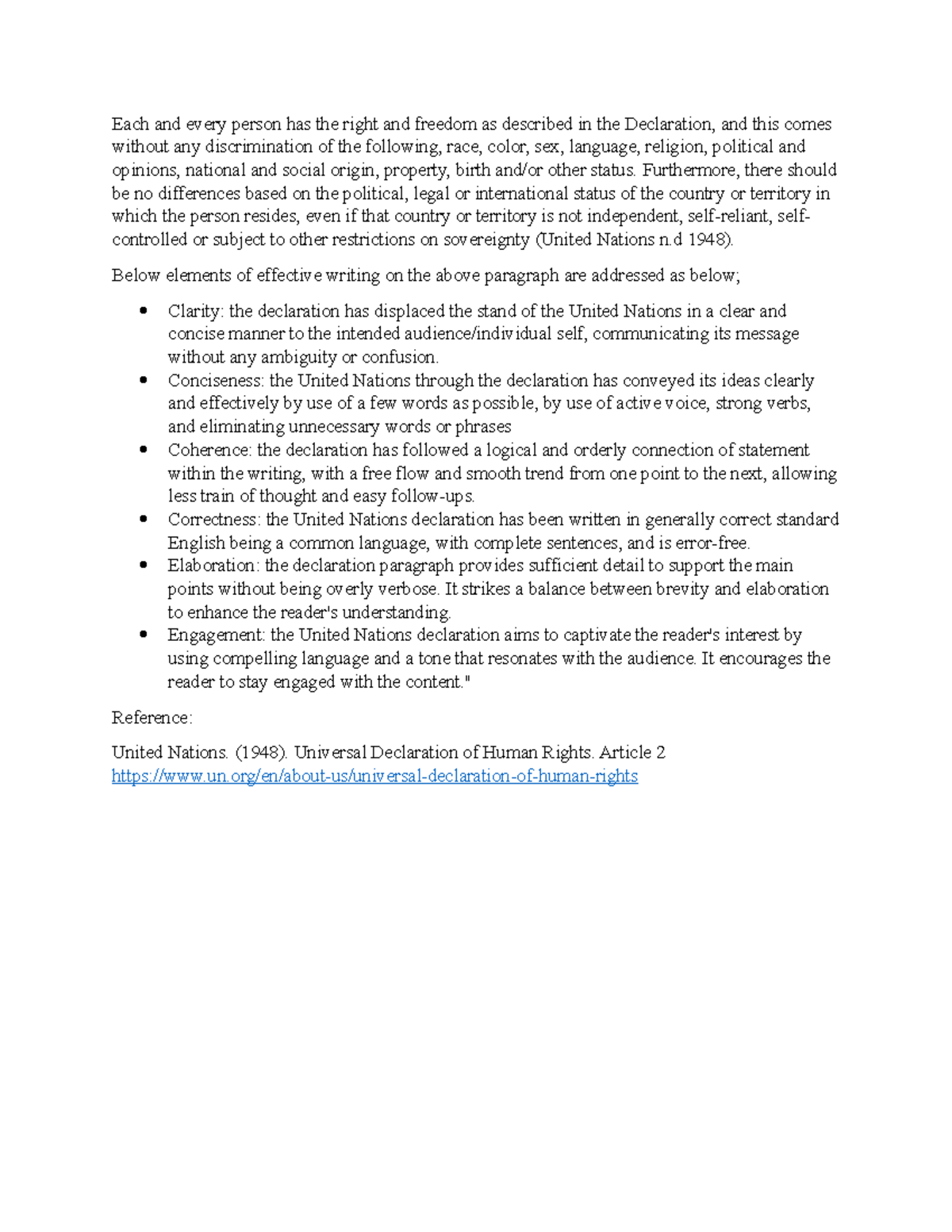 Discussion Forum - Unit 1 - Each and every person has the right and ...
