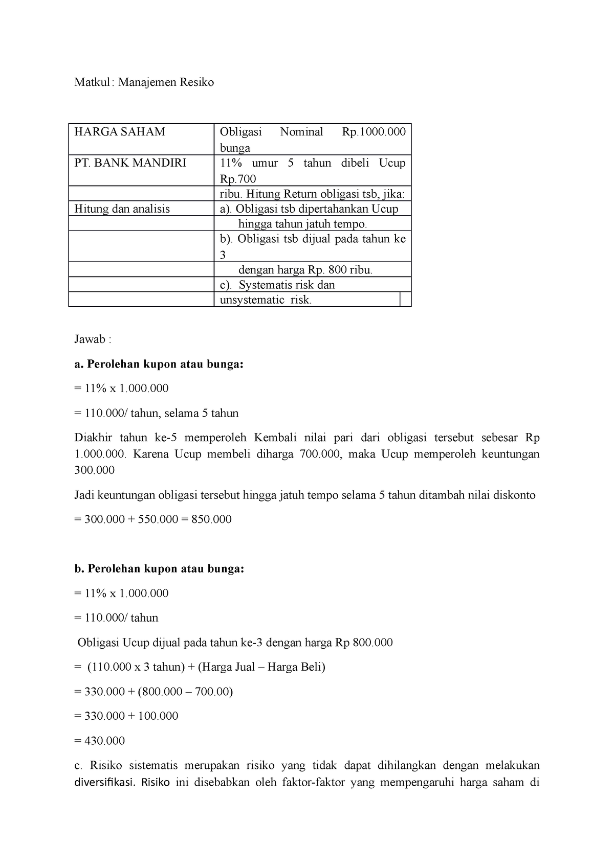 Kuis 2 Manajemen Risiko - Matkul : Manajemen Resiko HARGA SAHAM ...