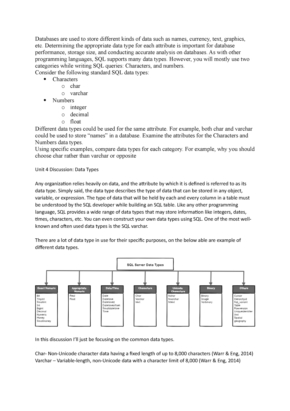 Cs2203 Discussion Unit 4 Databases Are Used To Store Different Kinds