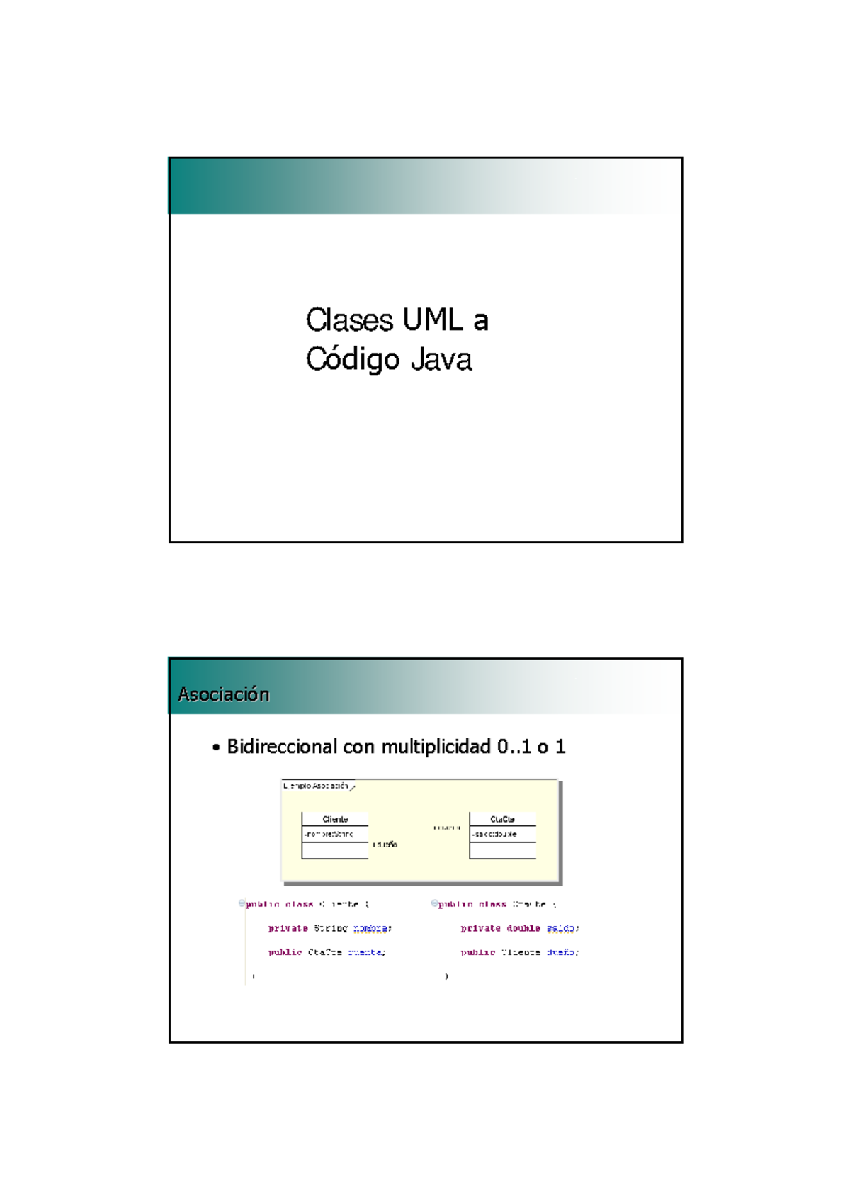 Clases UML a Codigo Java - Clases C Java - Studocu