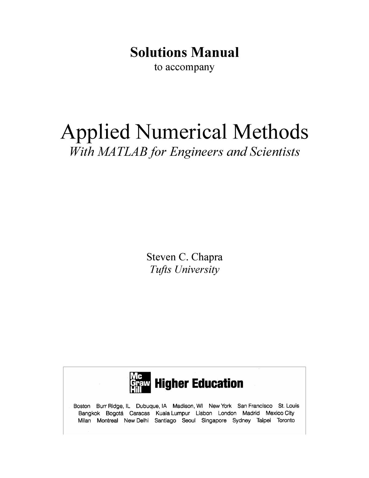 Solucionario Métodos Numéricos Para Ingenieros 5ta Edicion - Stephen C ...