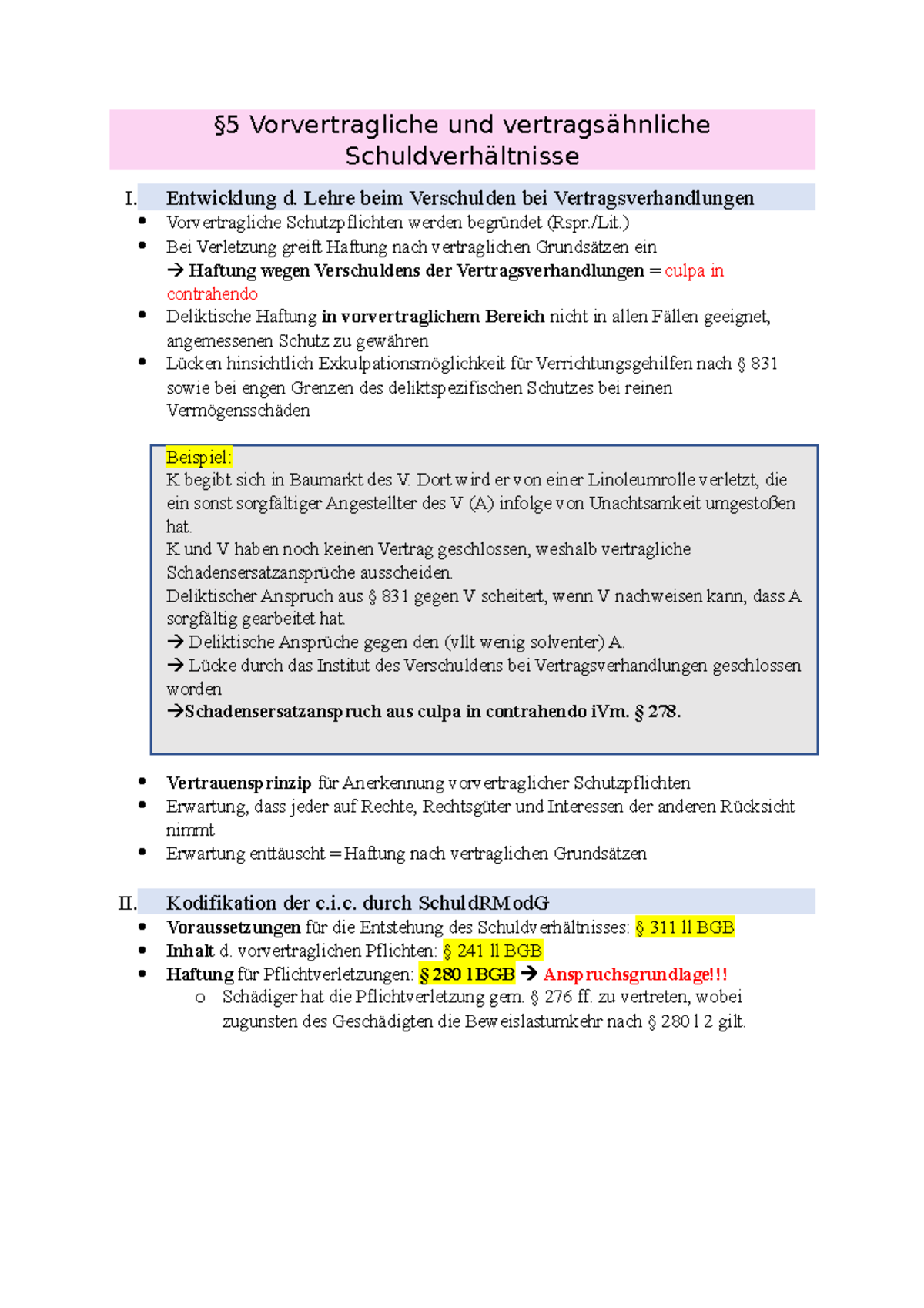 § 4 Vorvertragliche Schuldverhältnisse - §5 Vorvertragliche Und ...