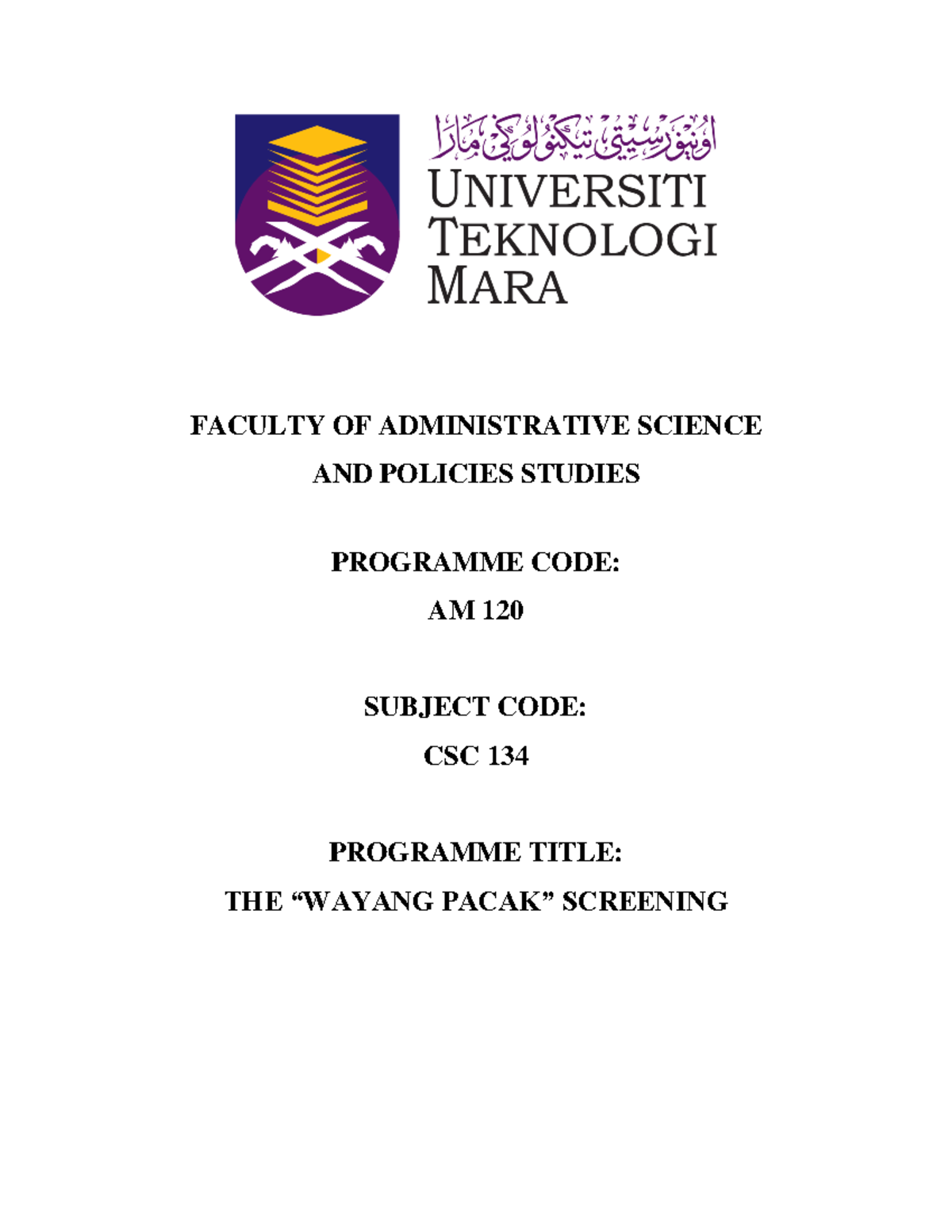 Cover PAGE - Computer and information processing - FACULTY OF ...