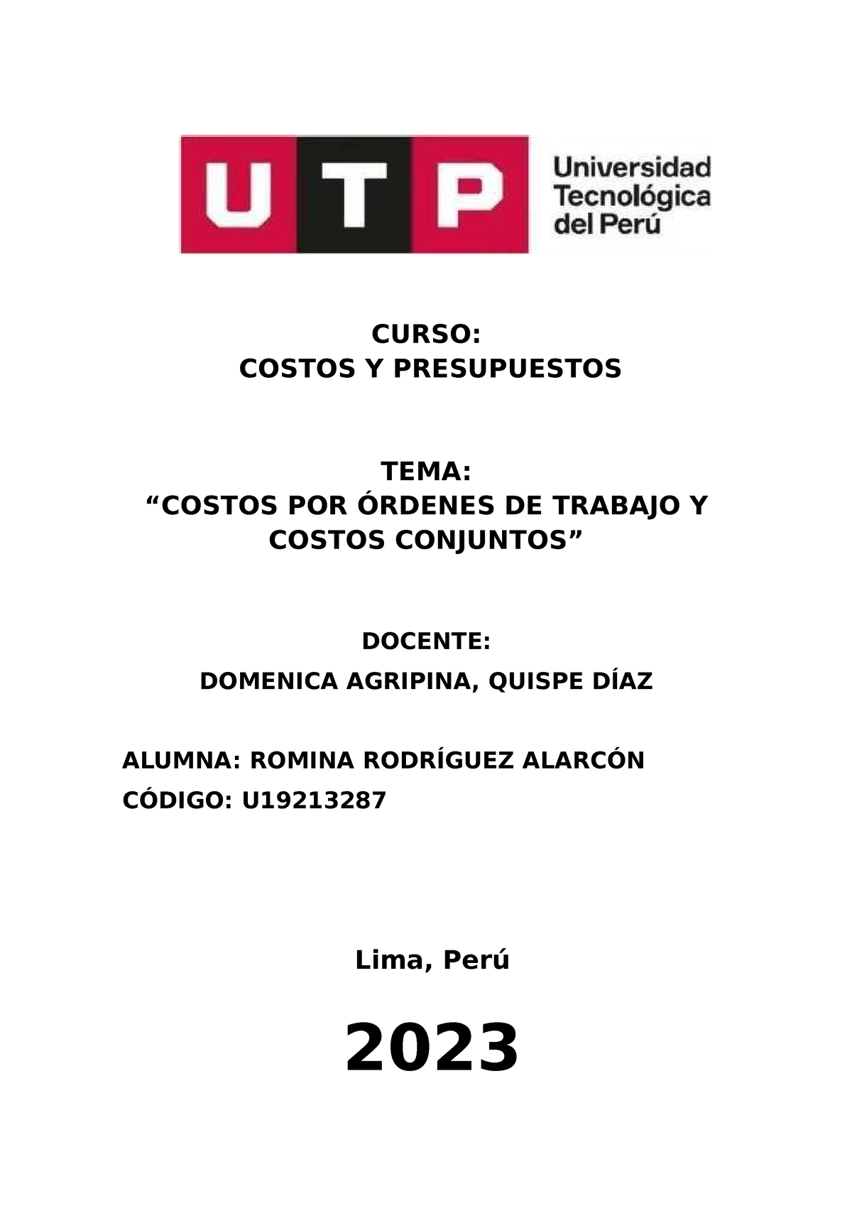 Pc Costos Semana Costos Y Presupuestos Utp Studocu