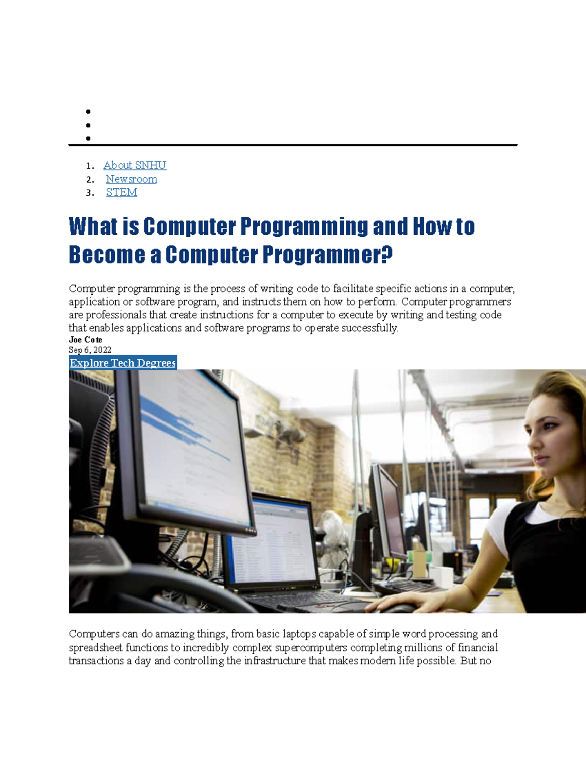 Computer 7 - Request Info Apply Now Visit SNHU About SNHU Newsroom STEM ...