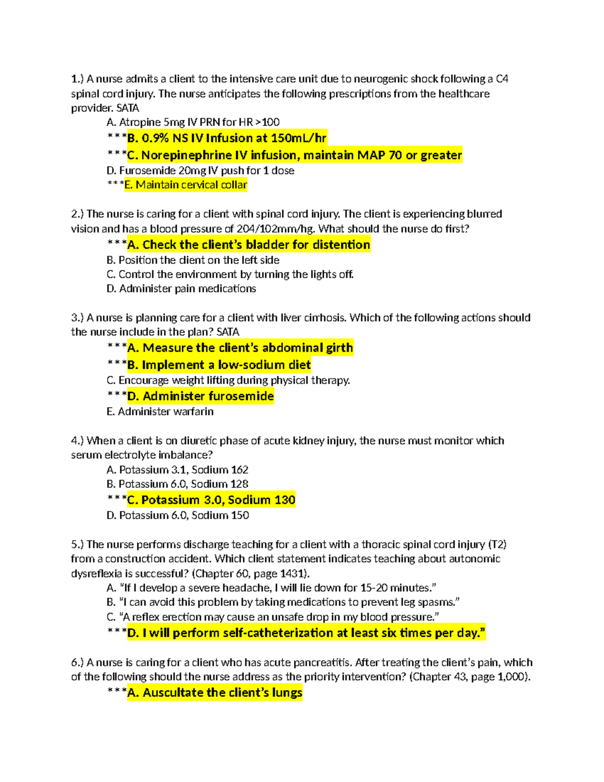 Adult Health Practice Test With Practice Answers 1 1 A Nurse Admits 