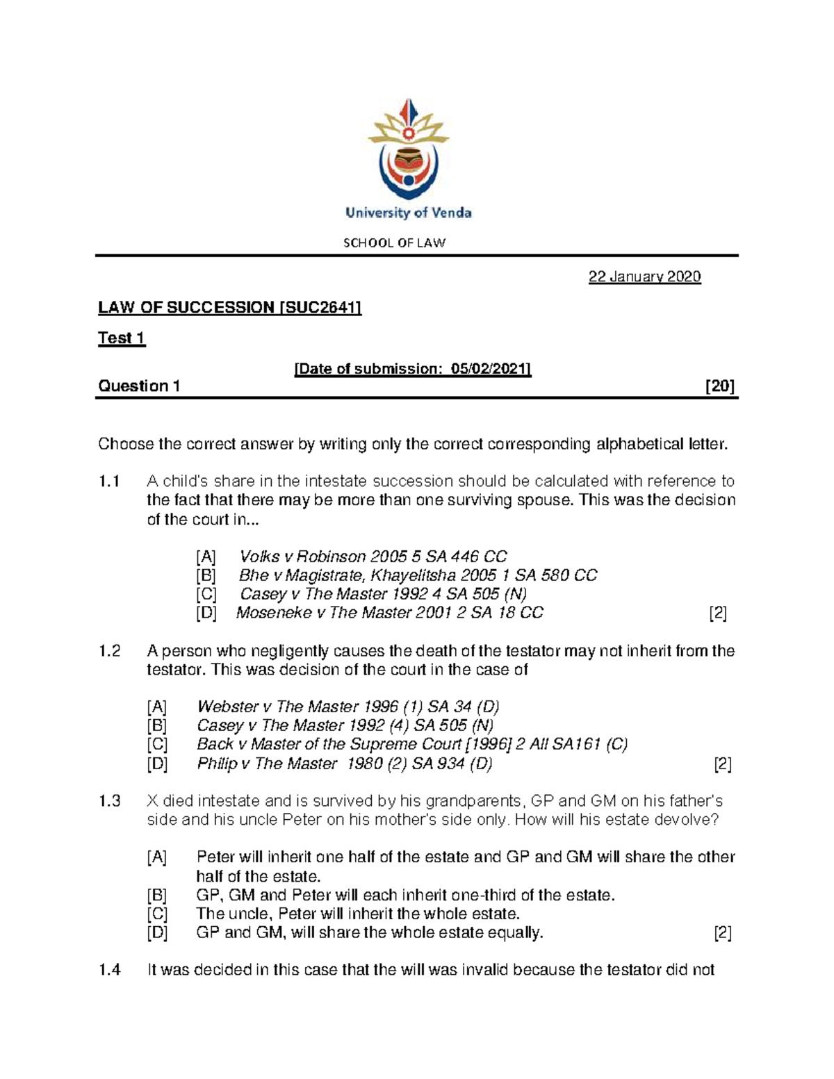 law of succession assignment