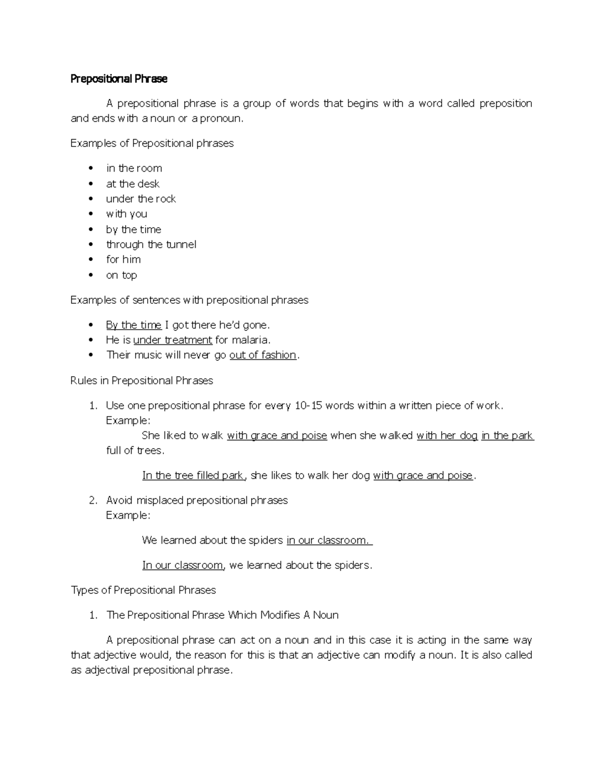 Written Report Prepositional phrase - Introduction to Linguistics ...