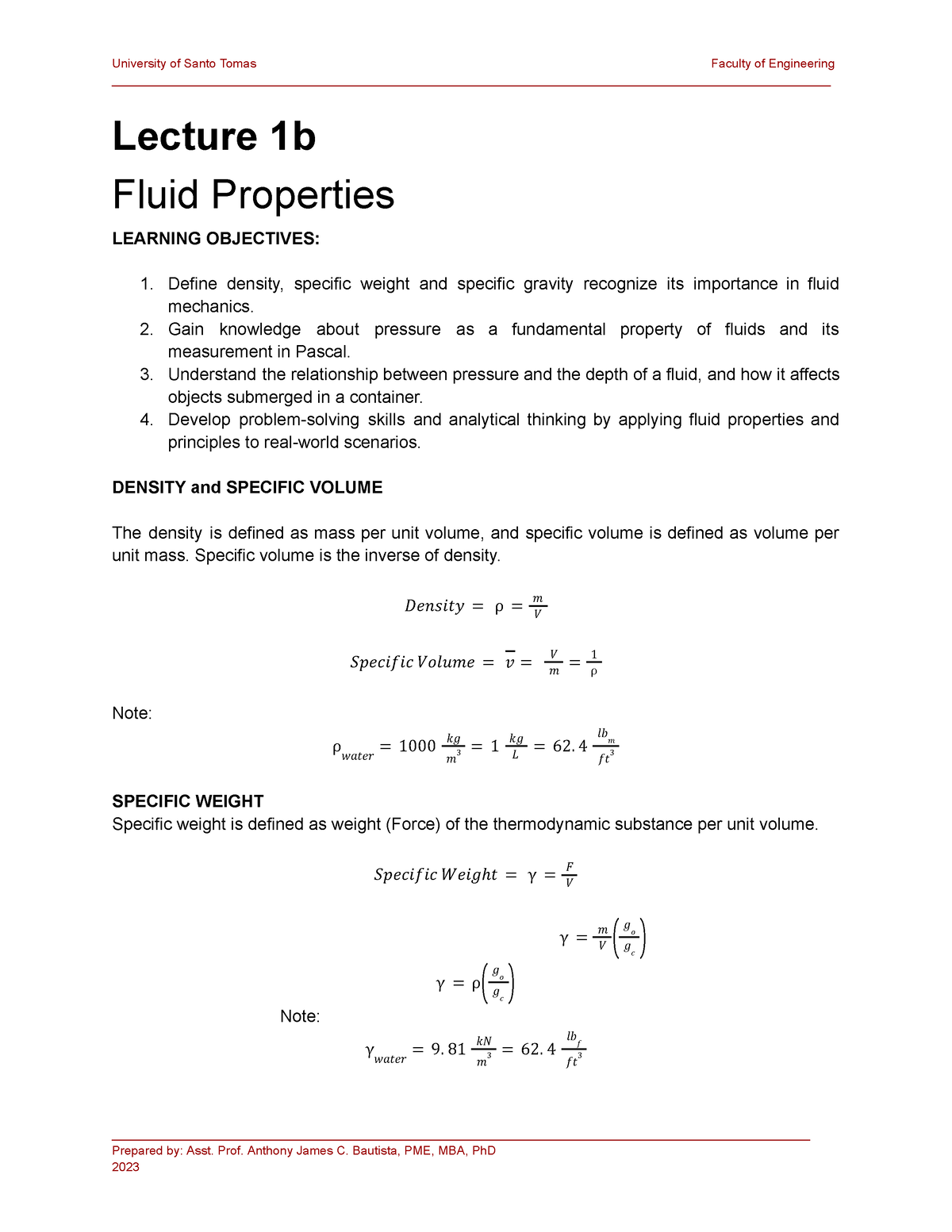 Fluid Properties - ####### - Studocu