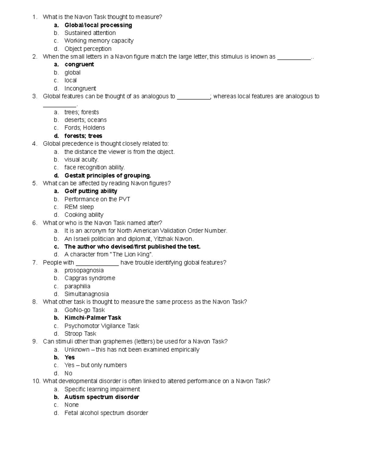 Psyc206 mtmquiz 3 - practice quiz - What is the Navon Task thought to ...