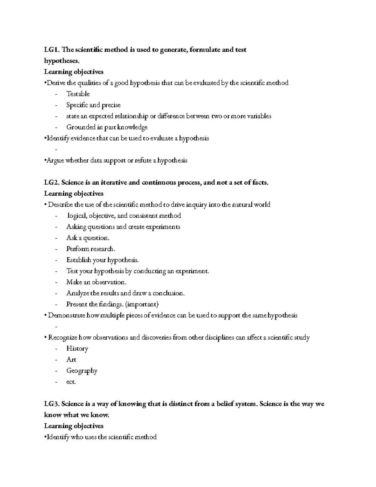 Quiz 1 Study Guide - LG1. The Scientic Method Is Used To Generate ...