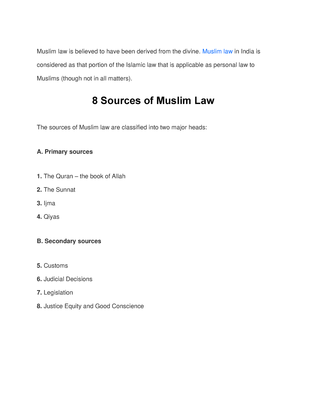 describe-the-sources-of-muslim-law-muslim-law-is-believed-to-have-been-derived-from-the-divine