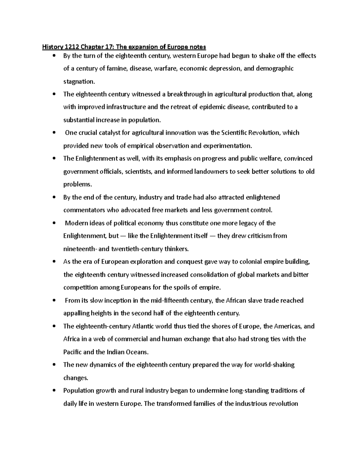 History 1212 Chapter 17 notes History 1212 Chapter 17 The expansion