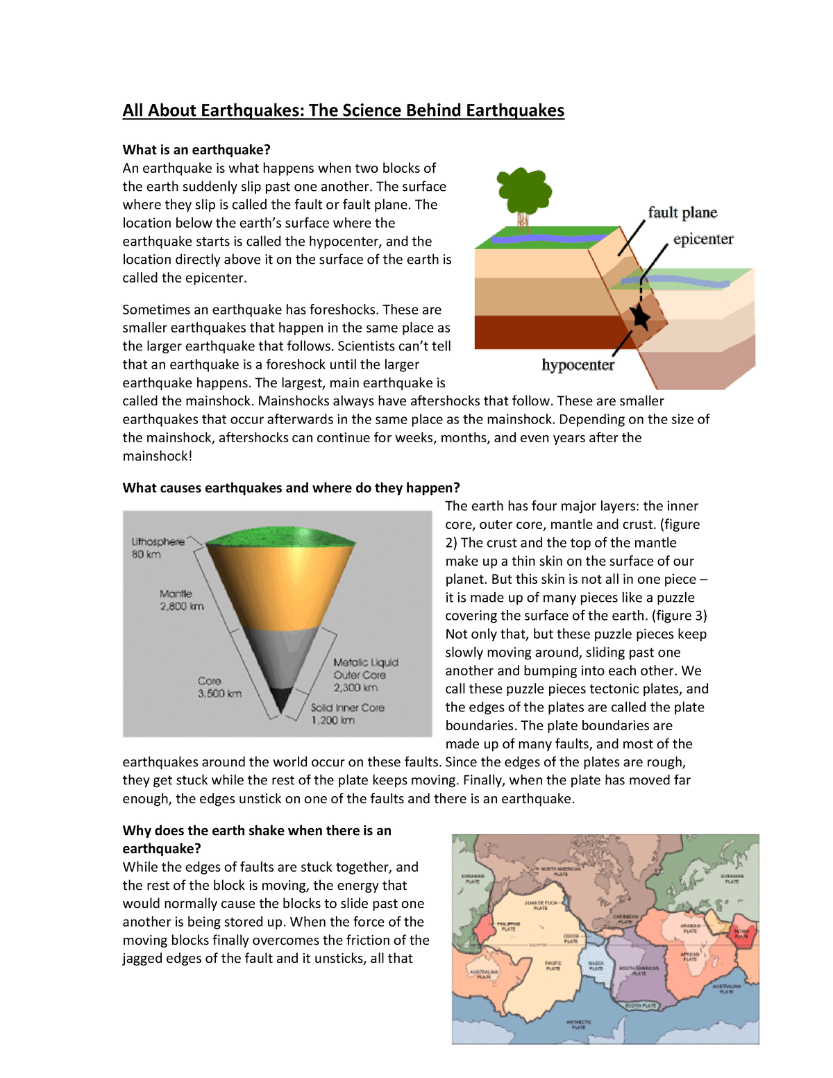 essay about earthquake and faults