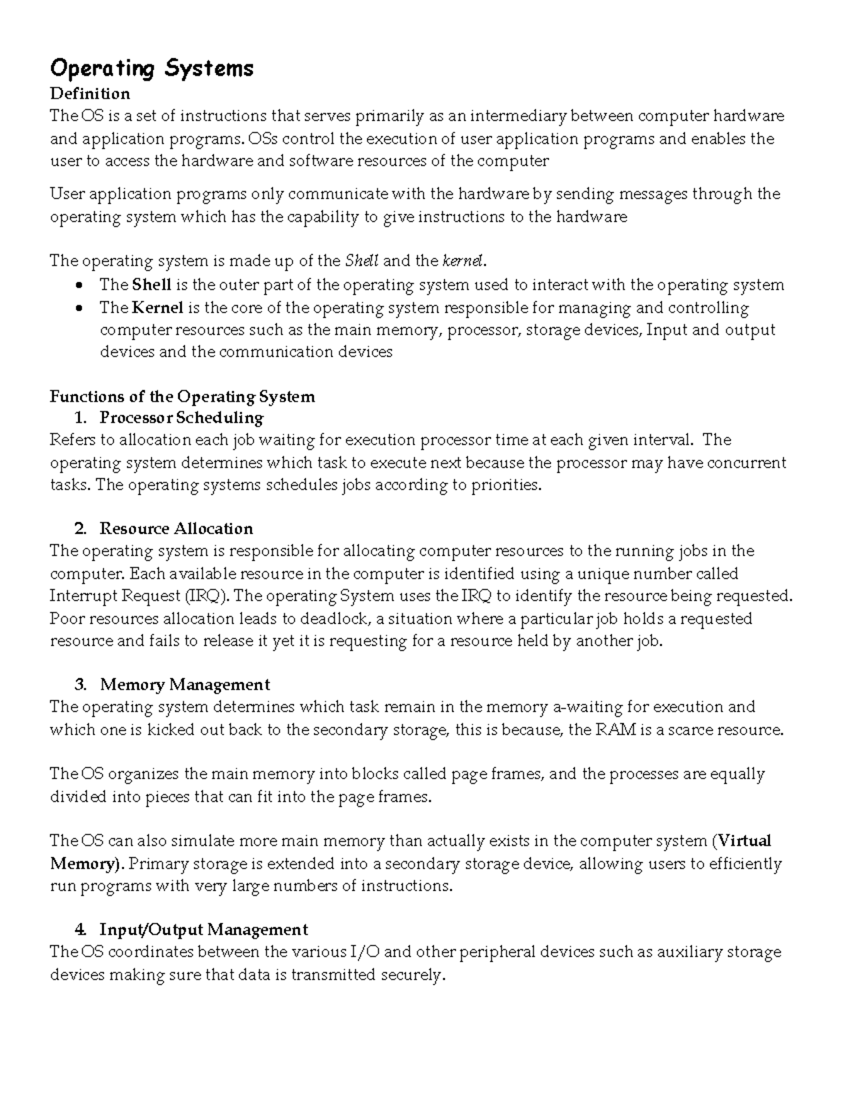 Operating Systems - Operating Systems Definition The OS is a set of ...