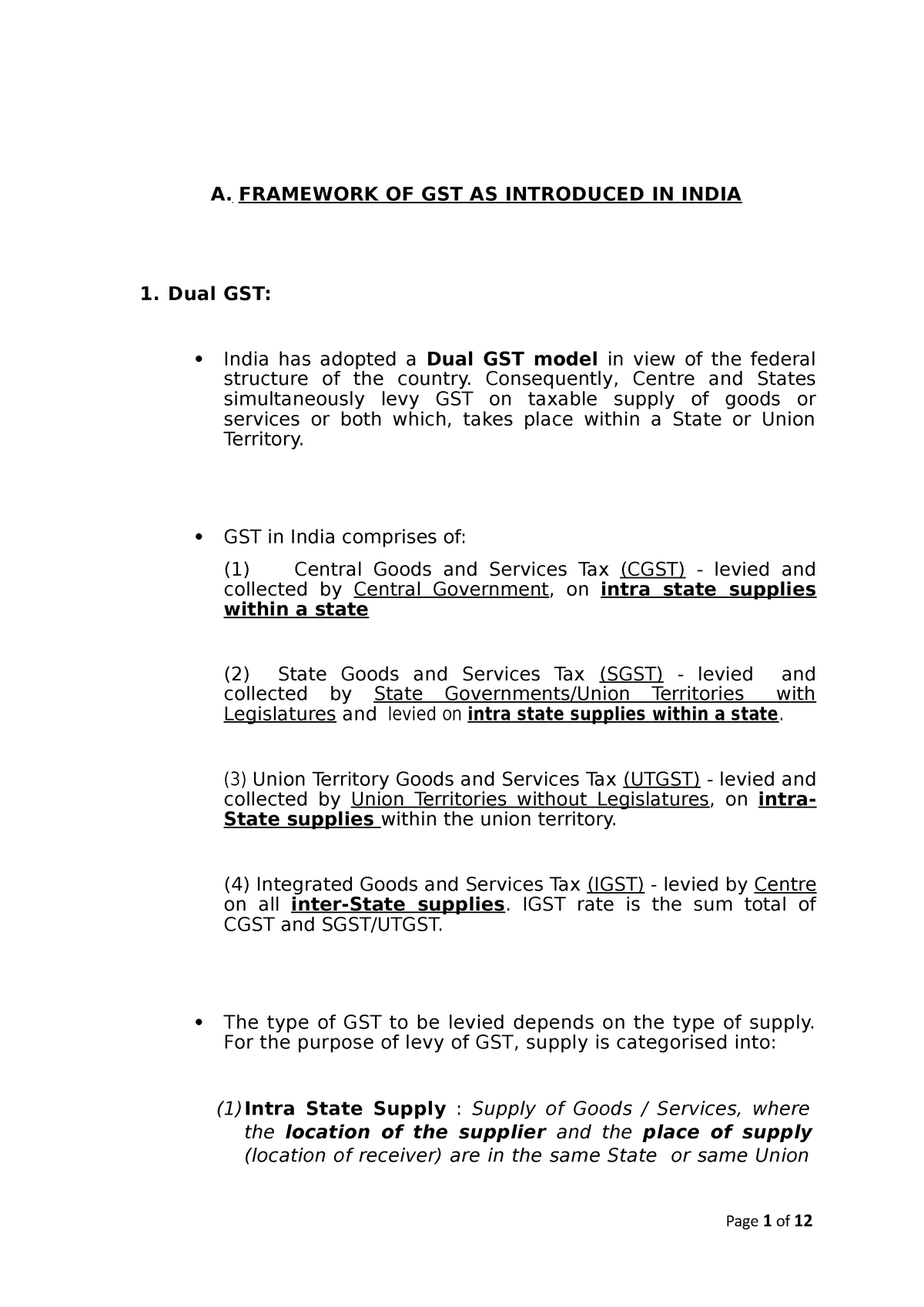 bcom-hon-gst-notes-part-2-a-framework-of-gst-as-introduced-in-india