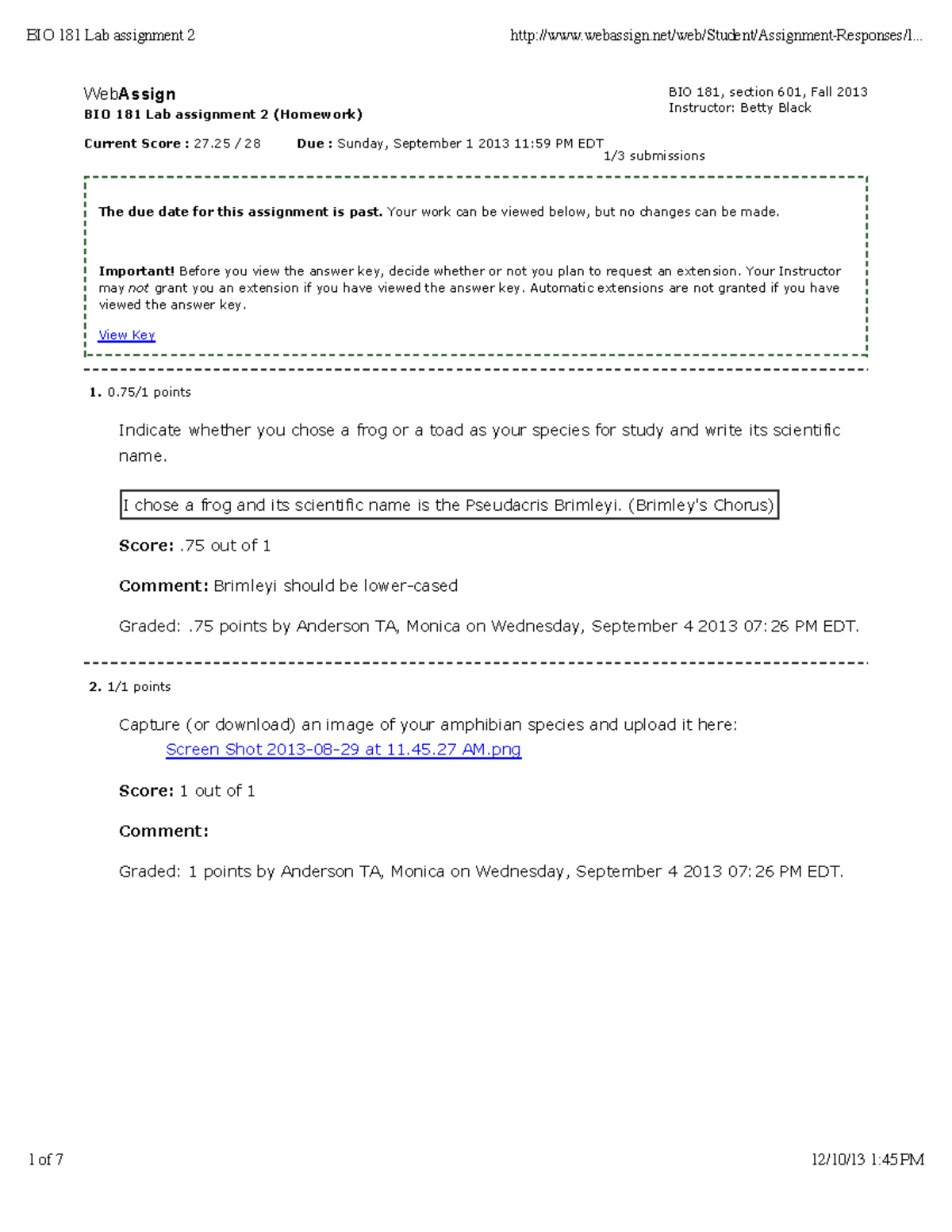 BIO 181 Lab Assignment 2 - BIO 181 Lab Assignment 2 Webassign/web ...