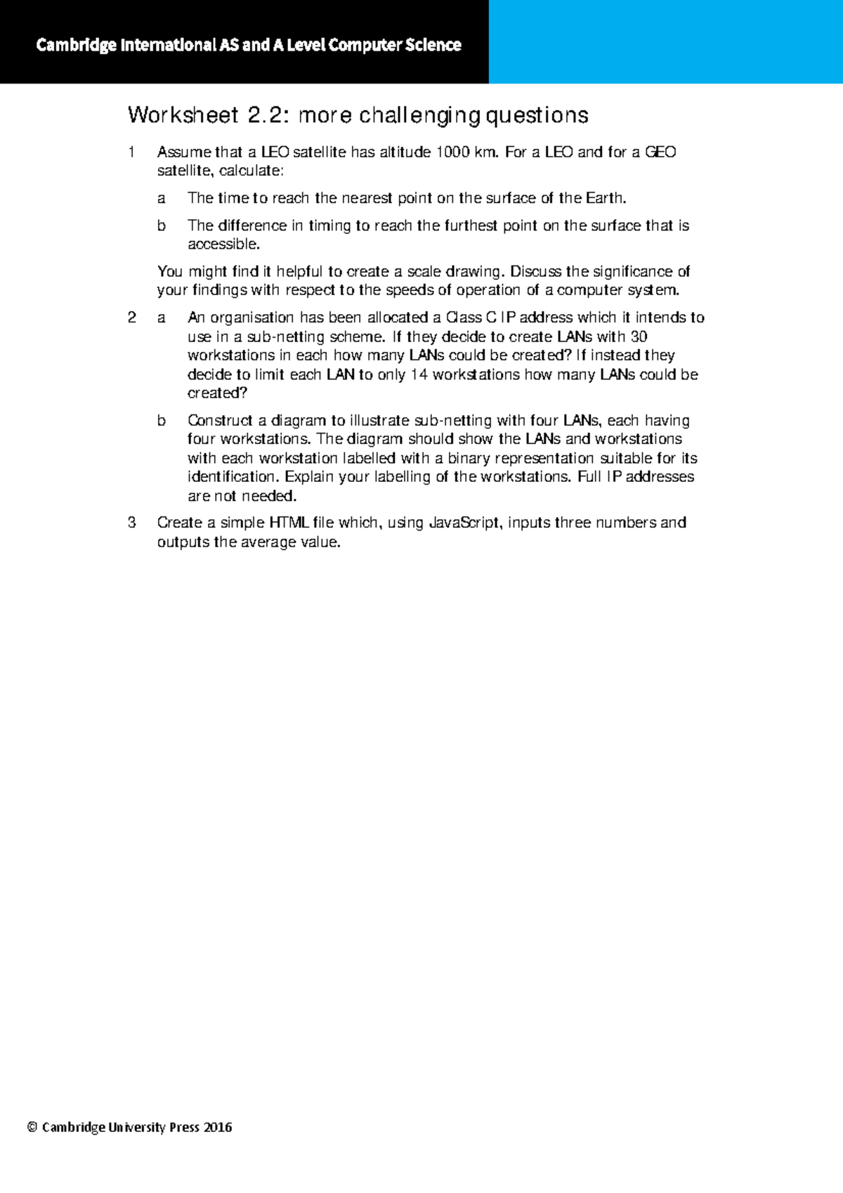 CH 02 Worksheet 2 - © Cambridge University Press 2016 Worksheet 2. 2 ...