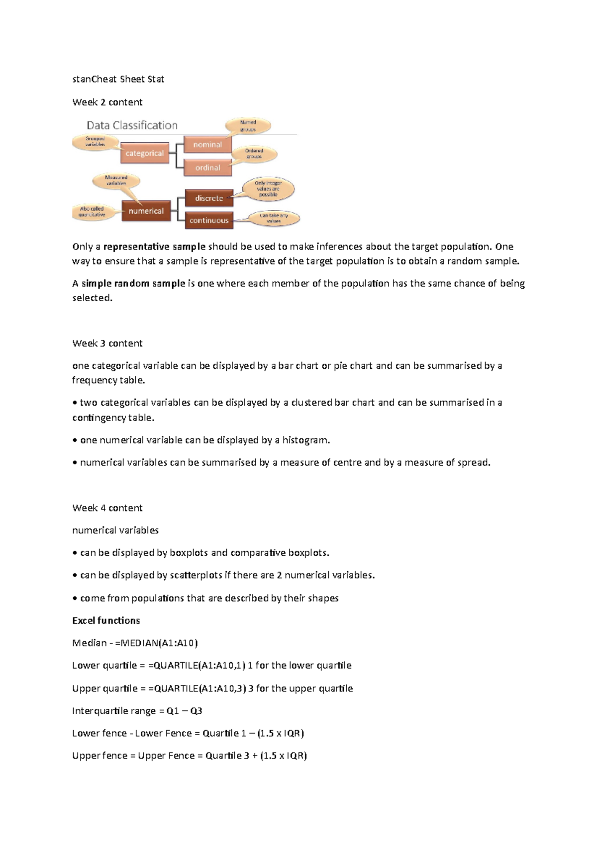 Statistics Cheat Sheet - Studocu