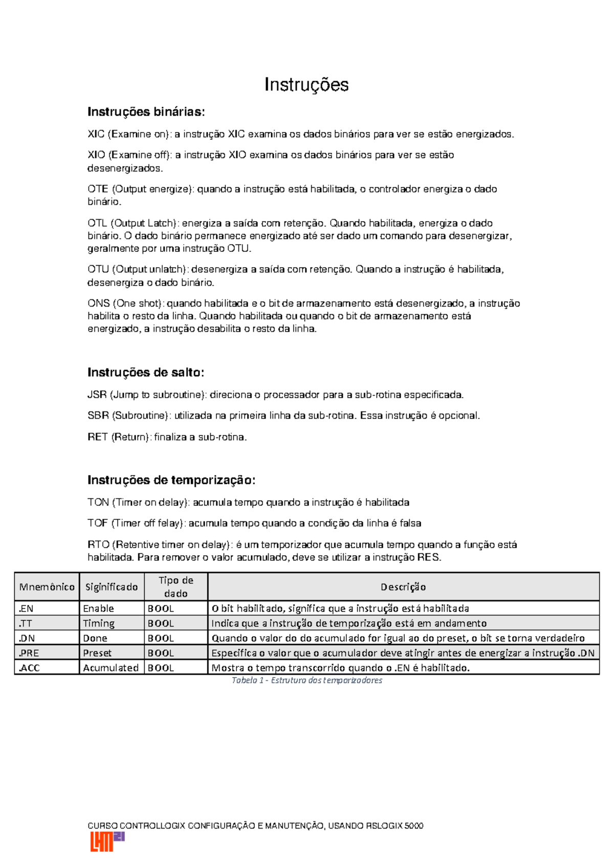 Instru%C3%A7%C3%B5es - CURSO CONTROLLOGIX CONFIGURAÇÃO E MANUTENÇÃO ...