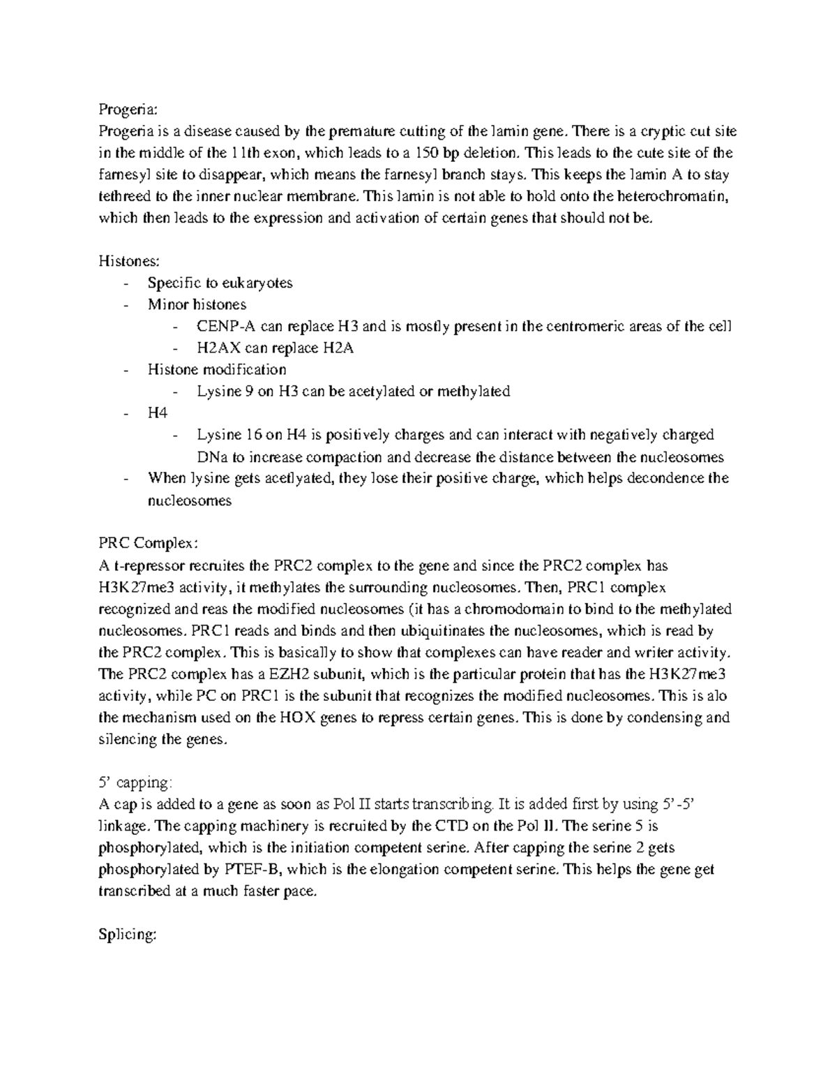 Midterm 2 Study Guide - Progeria: Progeria is a disease caused by the ...