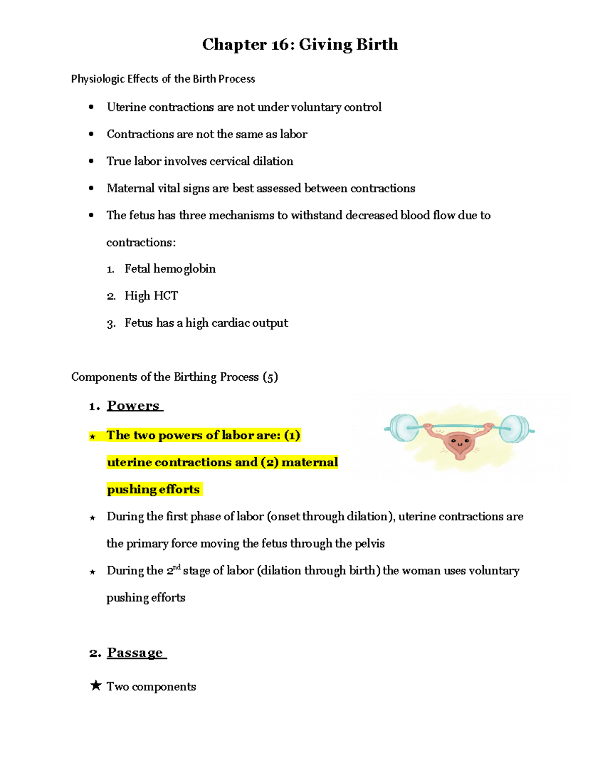 OB Chapter 16- Giving Birth - Physiologic Effects of the Birth Process ...