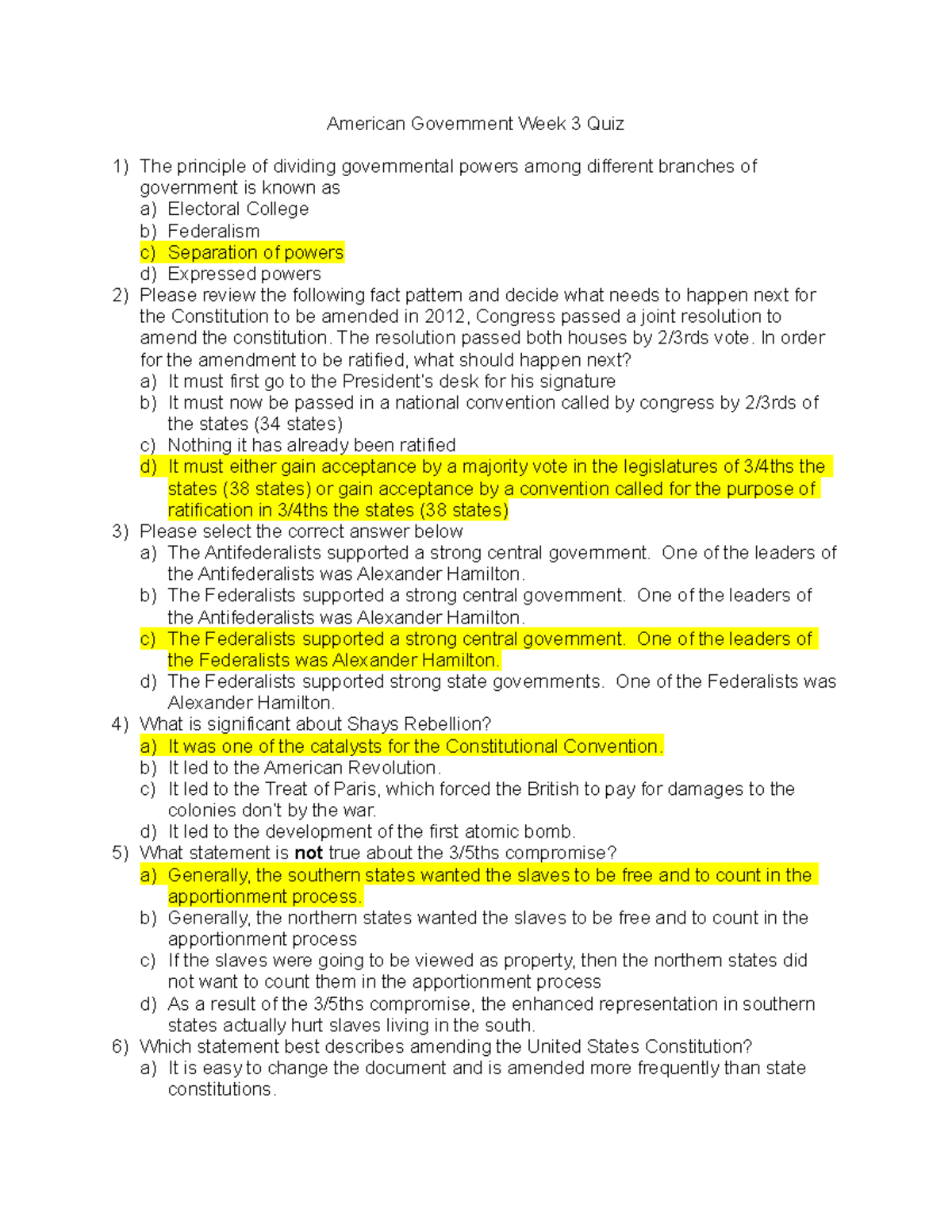 assignment 3. quiz 1 federal government